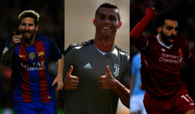 Lionel Messi, Cristiano Ronaldo y Mohamed Salah
