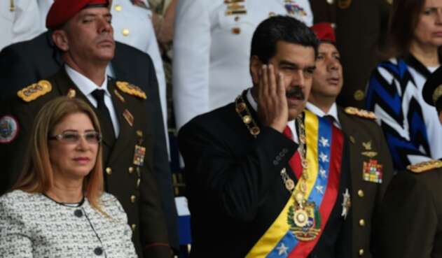 Cilia Flores y Nicolás Maduro durante la conmemoración de los 81 años de la creación de la Guardia Nacional Bolivariana, en Caracas (Venezuela)