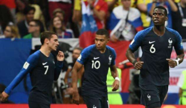 Antoine Griezmann, Kylian Mbappe y Paul Pogba con Francia en Rusia 2018
