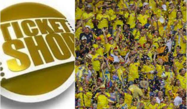 Imagen de la marca Ticket Shop y de hinchas de la Selección Colombia en Barranquilla