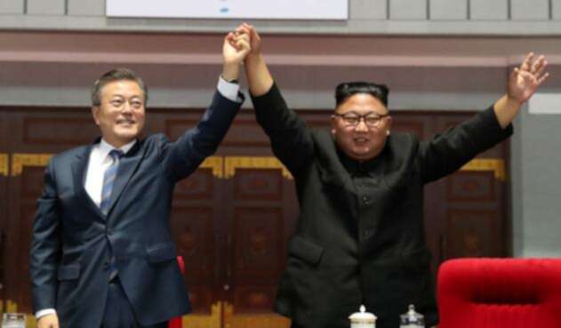 Moon Jae-in y Kim Jong Un