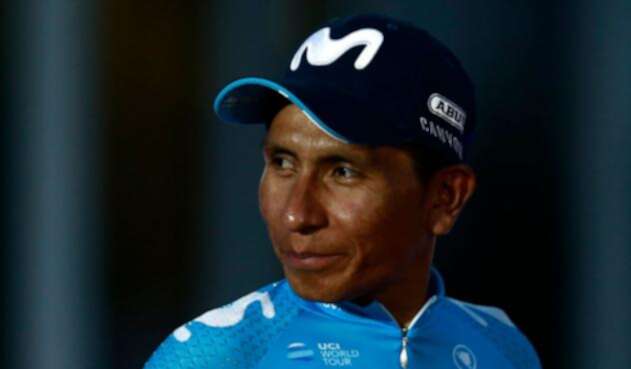 Nairo Quintana durante la premiación en la Vuelta a España 2018