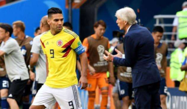 Falcao García, jugador colombiano y José Pékerman, técnico argentino