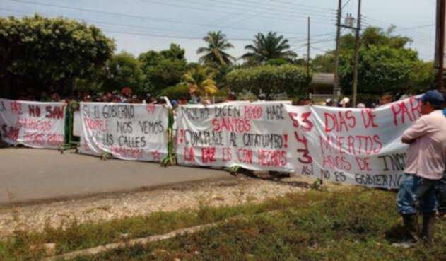 Protesta Social en el Catatumbo en la vía que comunica a Cúcuta con la Costa