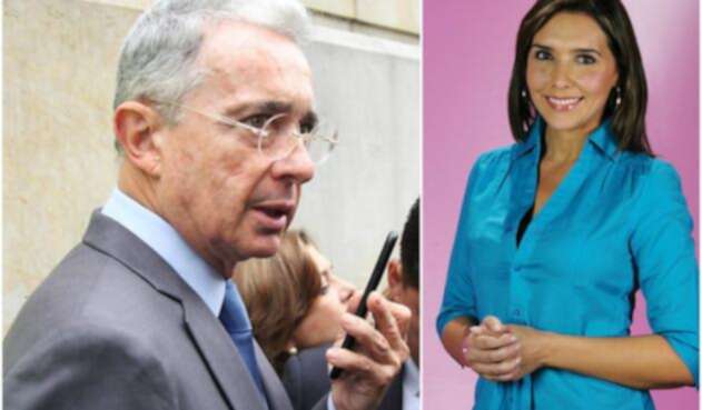 El senador Álvaro Uribe y la presentadora Mónica Rodríguez