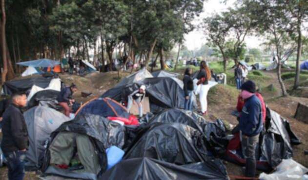 Campamento de venezolanos en El Salitre