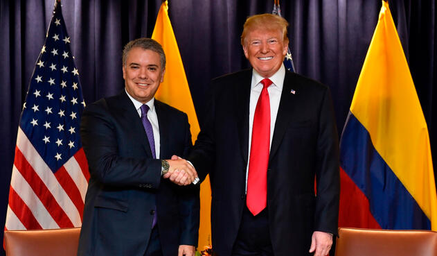 Iván Duque y Donald Trump, presidentes de Colombia y Estados Unidos, respectivamente, en la ciudad de Nueva York