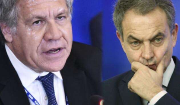 El secretario general de la OEA, Luis Almagro, y el expresidente del gobierno español José Luis Rodríguez Zapatero