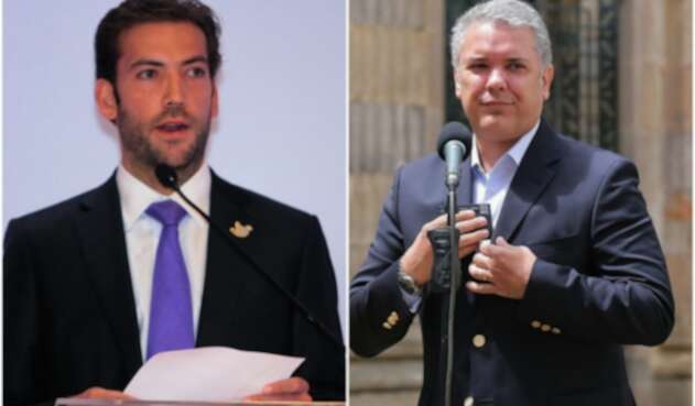 Martín Santos, hijo del expresidente Santos, e Iván Duque, presidente de la República