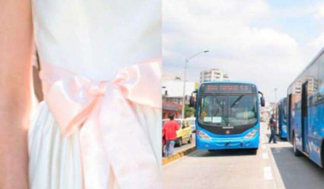 La funcionaria pública llega a su matrimonio en un bus del Mío La funcionaria pública llega a su matrimonio en un bus del Mío