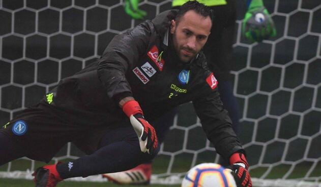 David Ospina, portero del Napoli, en entrenamiento David Ospina, portero del Napoli, en entrenamiento