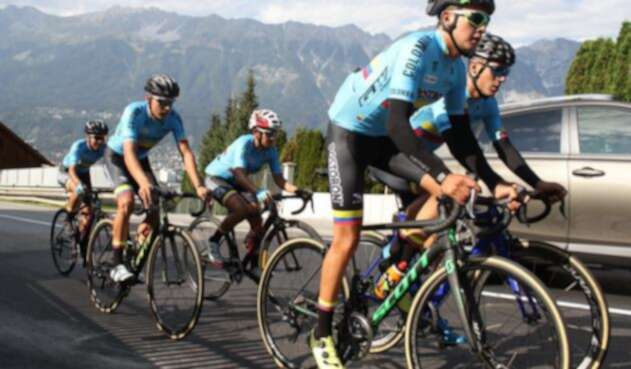 Selección Colombia de Ciclismo en el Mundial que se disputó en Innsbruck