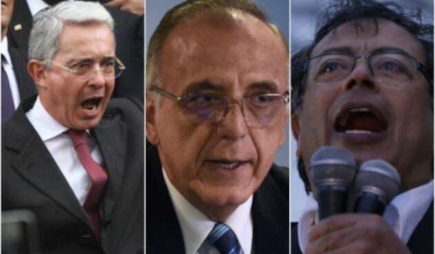 Álvaro Uribe (senador), Iván Velásquez (exmagistrado) y Gustavo Petro (senador)