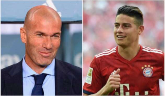 Zinedine Zidane, técnico francés y James Rodríguez, futbolista colombiano