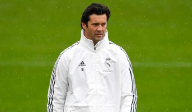 Santiago Solari dirigiendo su primer entrenamiento con el Real Madrid