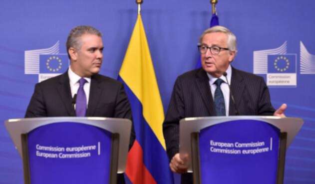 Presidente Iván Duque con el mandatario de la Comisión Europa Jean-Claude Juncker