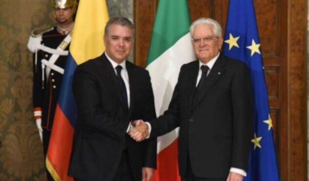 Presidente Iván Duque con el mandatrio de Italia Sergio Mattarella