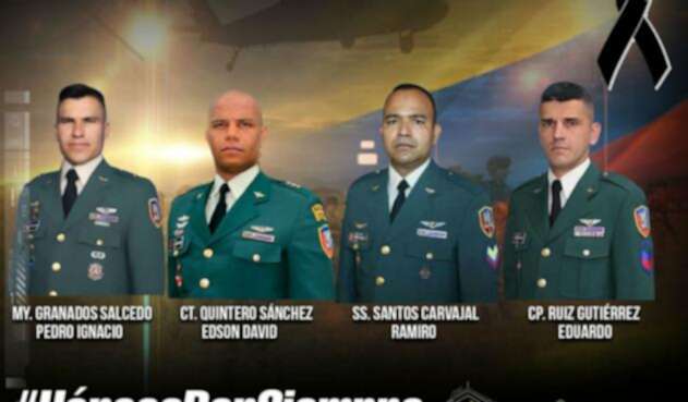 Los cuatro militares que fallecieron en el siniestro de Argelia (Cauca)