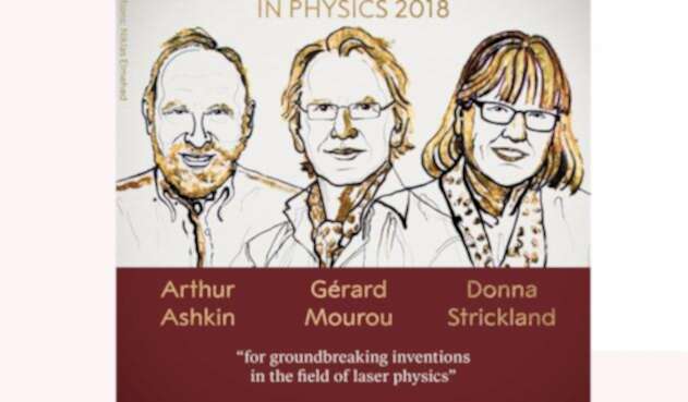 El estadounidense Arthur Ashkind, el francés Gerard Mourou y la canadiense Donna Strickland