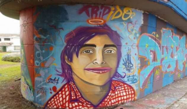 Mural pintado en honor a Tripido como era conocido Diego Felipe Becerra Lizarazo.
