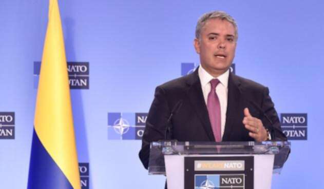 Presidente Iván Duque, durante su visita a la OTAN