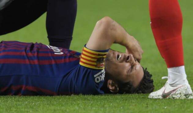 Messi tras su lesión. Messi tras su lesión.