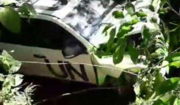Vehículo de la ONU accidentado. Vehículo de la ONU accidentado.