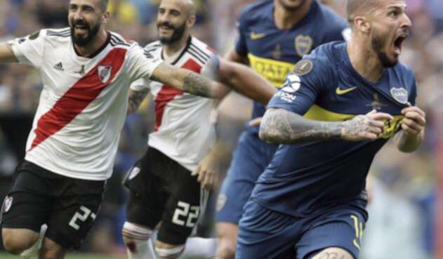 Celebración de goles en la final de Libertadores entre Boca y River Celebración de goles en la final de Libertadores entre Boca y River
