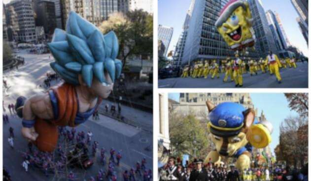 Desfile de globos gigantes en el Día de Acción de Gracias en EE.UU.