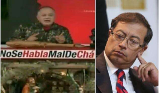 Diosdado Cabello, presidente de la Asamblea Constituyente de Venezuela, en su programa. A la derecha el senador Gustavo Petro