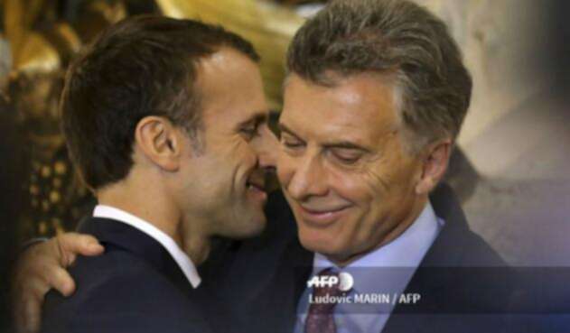 Los presidentes de Francia, Emmanuel Macron, y de Argentina, Mauricio Macri.