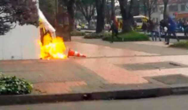 Óscar Ballesteros, patrullero herido durante las protestas en Bogotá
