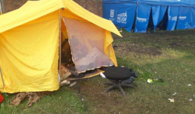 Campamento de venezolanos donde hubo desórdenes