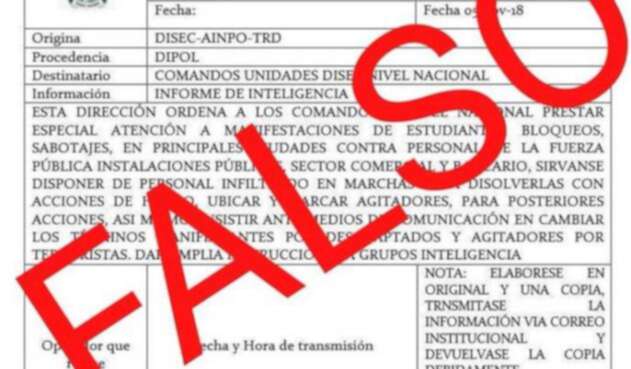 Falso comunicado de la Policía sobre las marchas