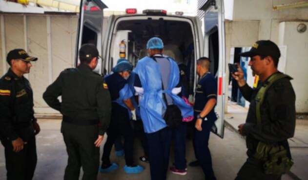 Traslado de policía herido en Maicao