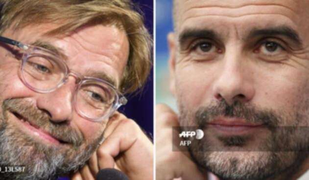 Los entrenadores Jurgen Klopp y Pep Guardiola Los entrenadores Jurgen Klopp y Pep Guardiola