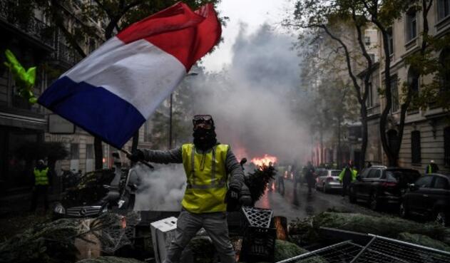 Protesta de chalecos amarillos en Francia.