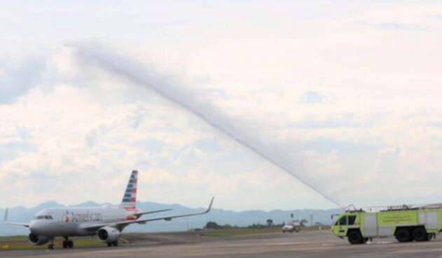 El vuelo de American Airlines llegando a Pereira, procedente de Miami