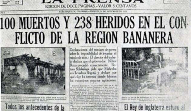 Periódico que registró la noticia de la masacre