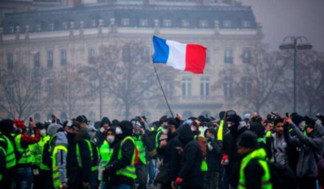 Los chalecos amarillos concentrados en París, el primero de diciembre de 2018