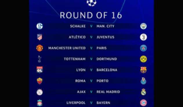 Así quedaron los octavos de final de la Champions League 2018-2019 Así quedaron los octavos de final de la Champions League 2018-2019