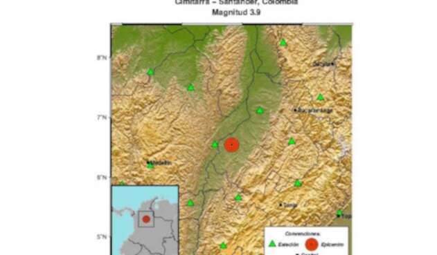 Servicio geológico colombiano reportó sismo en Santander.