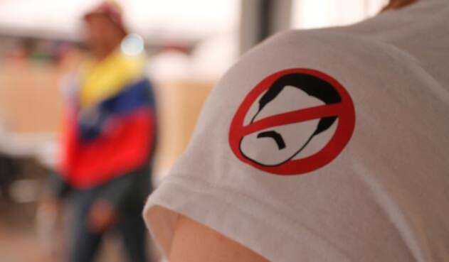 La camiseta que porta un ciudadano venezolano residente en Bogotá La camiseta que porta un ciudadano venezolano residente en Bogotá