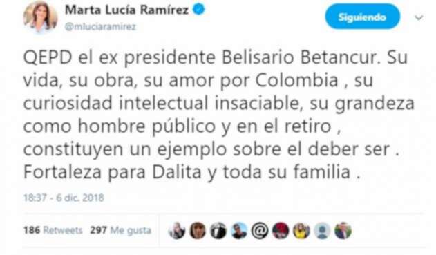Mensaje de Marta Lucía Ramirez Mensaje de Marta Lucía Ramirez