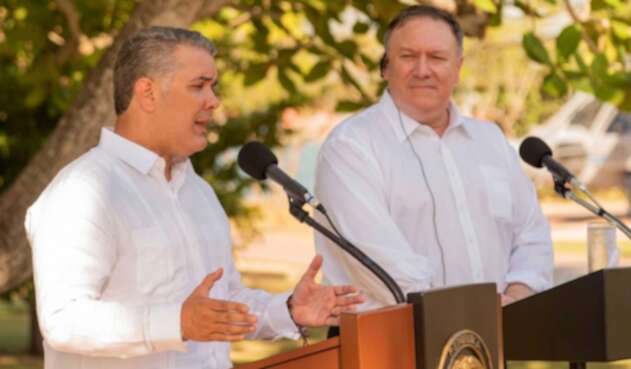 Iván Duque y Mike Pompeo en su visita a Cartagena
