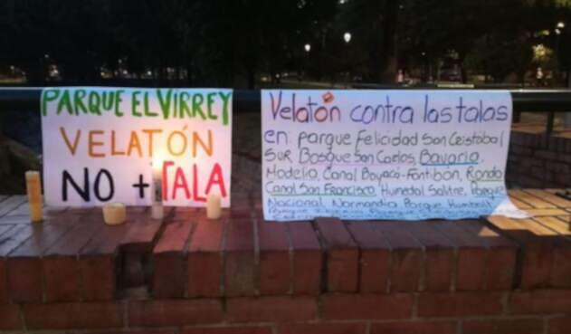 Protesta contra la tala de árboles en Bogotá Protesta contra la tala de árboles en Bogotá