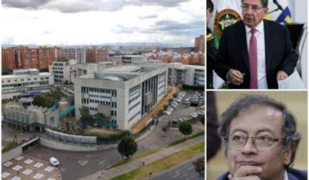 La sede de la Fiscalía en Bogotá, el fiscal Néstor Humberto Martínez y el senador Gustavo Petro