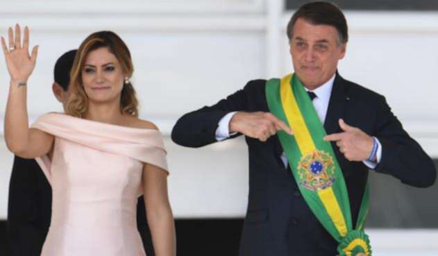 Michelle Bolsonaro y Jair Bolsonaro, primera dama y presidente de Brasil, respectivamente, en Brasilia