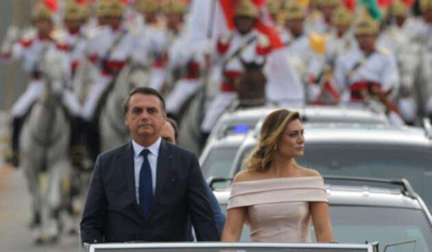 Jair Bolsonaro, presidente de Brasil, y Michelle Bolsonaro, la primera dama, en Brasilia