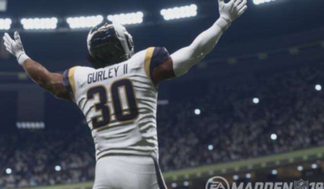 Todd Gurley celebrando con los Rams de Los Ángeles
